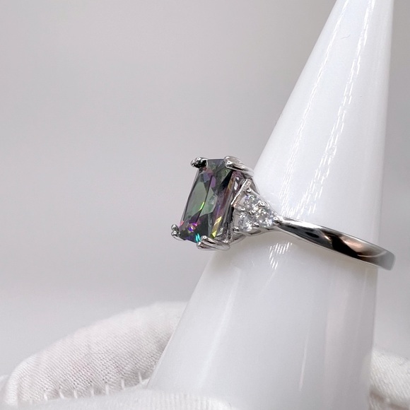 .925 Sterling Silver Rainbow Cz Ring - Picture 7 of 16